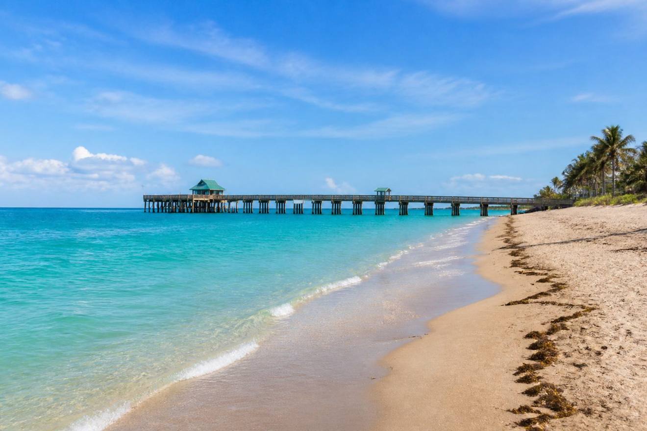 Streetscape and business district in Deerfield Beach, Florida