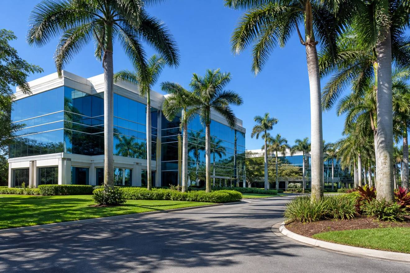 Streetscape and business district in Plantation, Florida