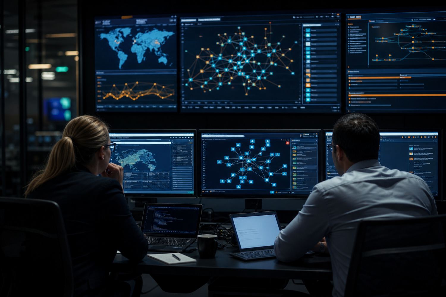 Map of connected sites on operations-center screens